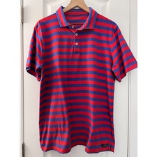 Simply Southern Men's Red Blue Stripe Short Sleeve Polo Shirt Size L