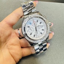 Breitling Super Avenger A13370 SS 48mm Custom Diamond Bezel Chronograph Watch 4