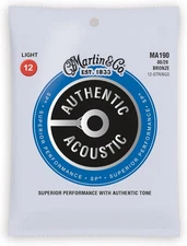 Authentic Acoustic Guitar Strings, Superior Performance Light 12-54,12-30, 80/20