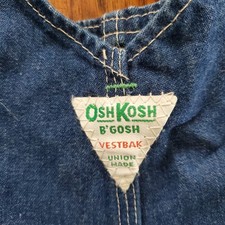 Vintage Oshkosh Bib Overalls 44x31 Denim USA Made Farmer Dark Blue Cotton Sturdy