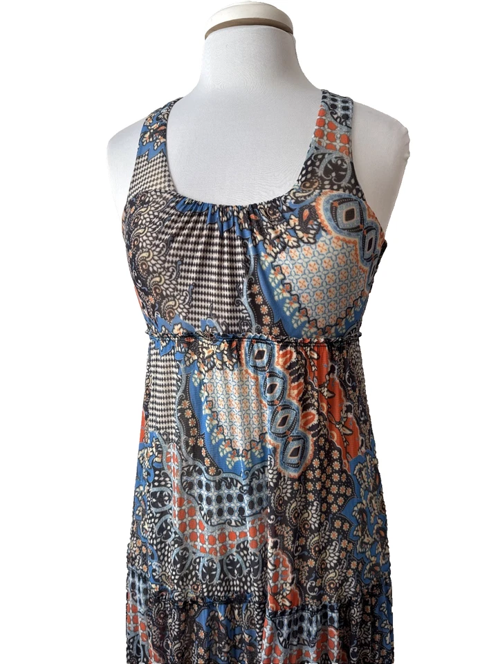 Maxi Vestido Hippie Weston Wear Para Mujer S Boho con Volantes en Niveles Sin Mangas Colorido Foto 2 de 4