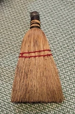 Vtg Whisk Broom Double Red Band Metal Hanging Loop Wire Wrai Country Farmhouse 