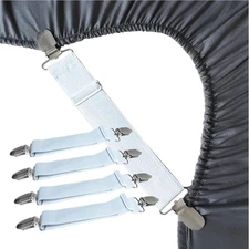Sheet Straps Bed Keeper Holder for Corners Stays Suspender White 