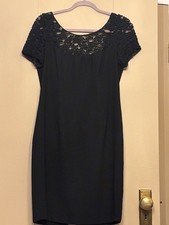 CARMEN MARC VALVO - Black Crepe Beaded Yoke Dress - 8