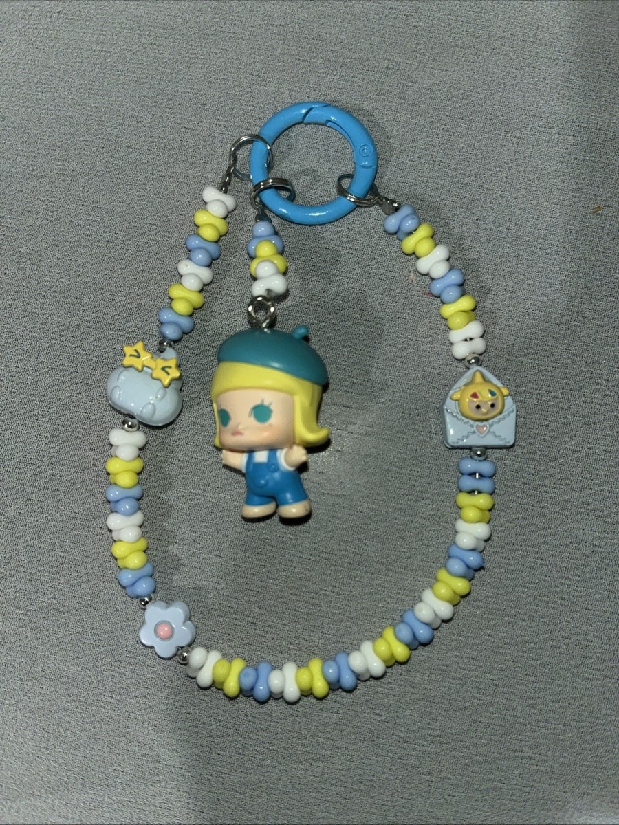 POPMART MOLLY ストラップ Authentic Pop Mart Molly Blue Yellow White Cell Phone Strap/bag
