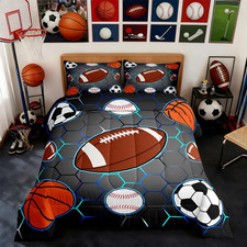 Football Comforter Set King Size Kids Basketball Comforter for Boys Girls Teens