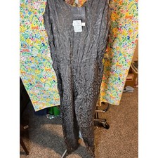 121 Topshop Womens Grey Paisley Jacquard Sleeveless V-Neck Jumpsuit Size 4 NWT