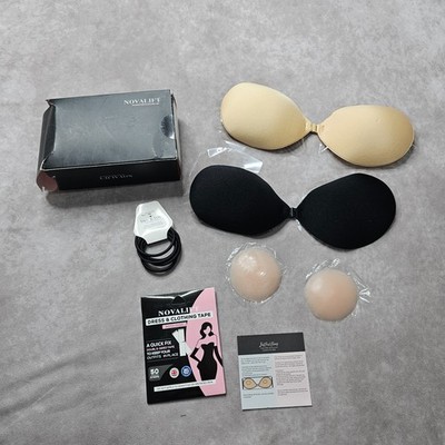 Novalift Invisible Backless Bra Set A Cup Black Nude Stick On Push Up