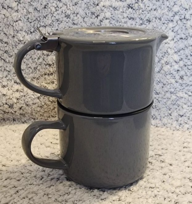 FORLIFE Tea for One with Infuser 14 ounces, Gray, Ceramic