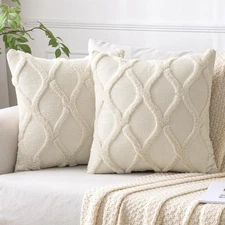 Spring Decorative Throw Pillow Covers Beige 20x20 Inch Set of 2, Soft Plush F...