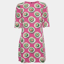 Dolce Gabbana Pink Sicily Cupcake Print Silk Mini Dress S