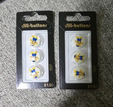 Dill-buttons Sz 5/8" Teddy Bear  Overealls 2-pack 3 Button Card, Total 6 Buttons