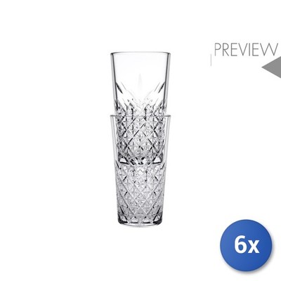 6X Timeless Long Drink Glasses In Cut Transparent Glass 36 Cl