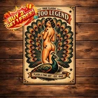 Vintage Sailor Jerry Tattoo Girl Peacock 8x12 Aluminum Tin Sign Funny Art