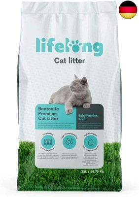Amazon-Marke: Lifelong Bentonite klumpendes Baby Puder Duft Katzenstreu, 25L,