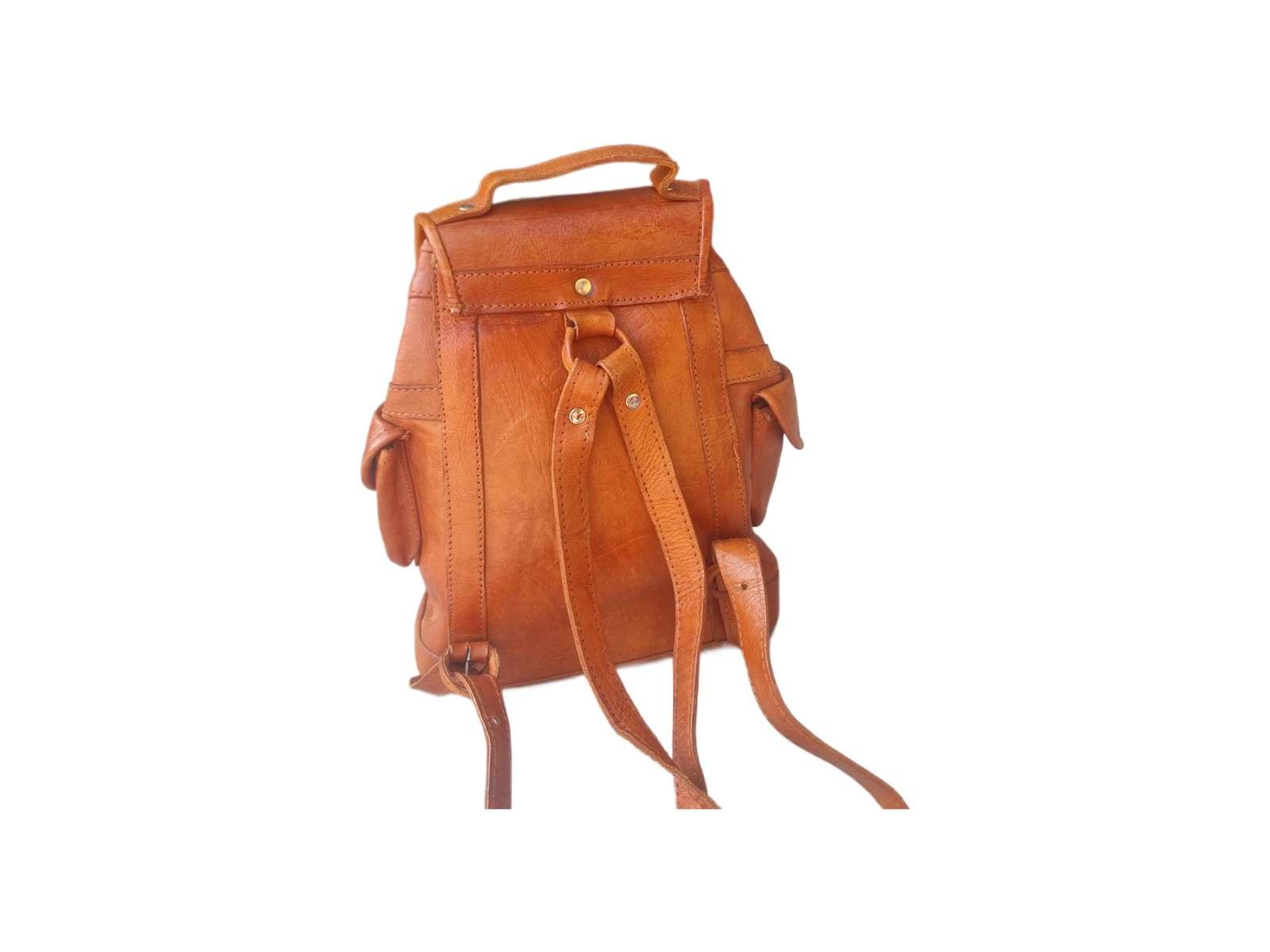 Tan Leather Drawstring Backpack | Small Boho Ruck… - image 9