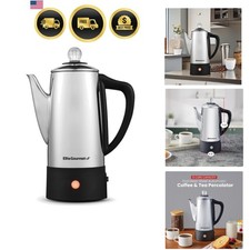 EC140 Electric 6-Cup Coffee Percolator with Keep Warm, Clear Brew Progress Kn...