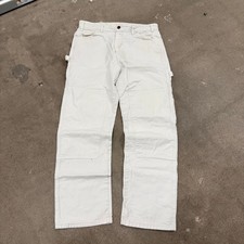Vintage 00s Dickies Double Knee White Carpenter Work Pants 34x30 Grunge Paint