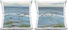 Nautical Sandpipers Indoor Throw Pillow Set, 18"x18", Blue, 2 Count