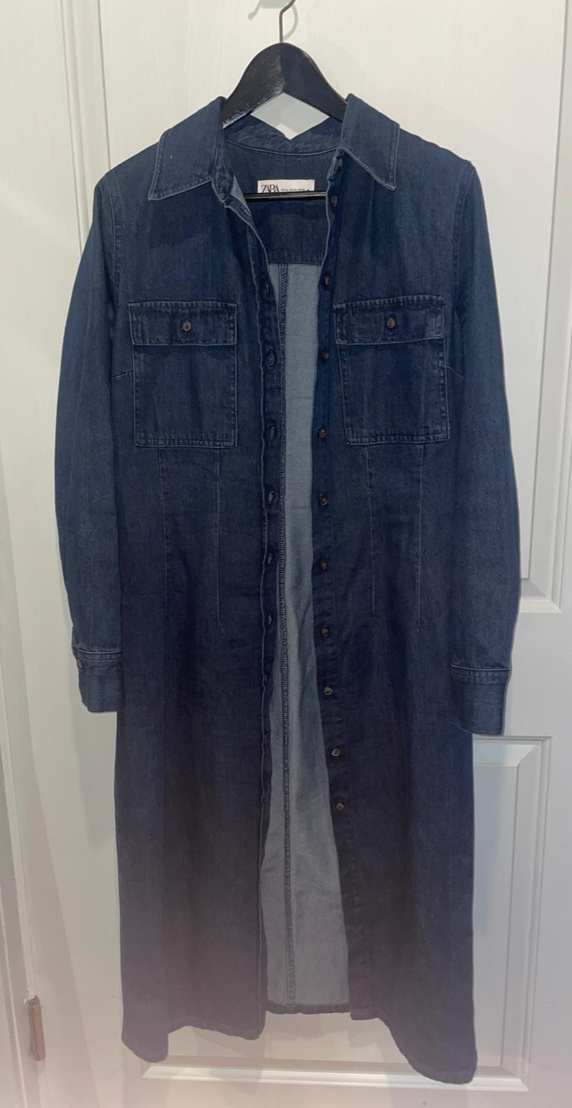 Zara ZW Collection Navy Blue Demin Shirt Dress size XL, Women's