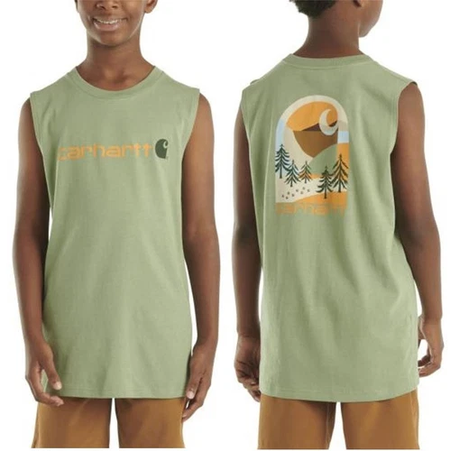 Boys CARHARTT Sleeveless T-Shirt Muscle Tank MOUNTAIN Size Sm 8/10 Med 10/12 NWT