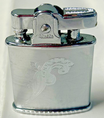 Vintage Ronson Princes Silver Pocket Lighter Pull & Twist Base Engraved Design