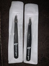 2pc Tweezer Guru TGSB1 Slanted Tip Tweezer -for Women  Men Black 