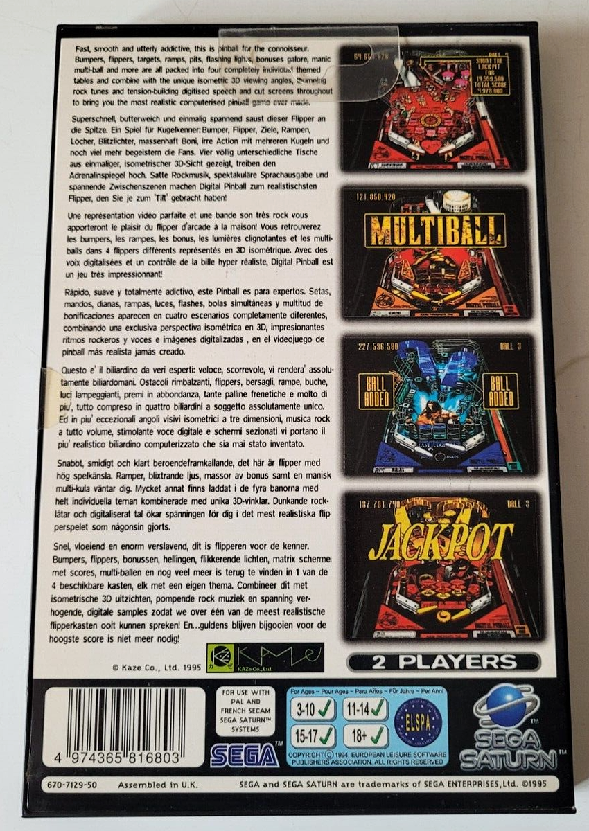 Digital Pinball Sur Sega Saturn - PAL - Complet (Boîte, Notice) - Bon état