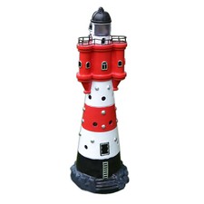 LED Solar Leuchtturm 50 cm | Garten Leuchtfeuer Rot Weiß | Deko Beleuchtung