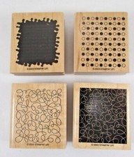 Stampin UP! Polka Dots Squiggle Lines Set of 4 Rubber Stamps By Design 2003