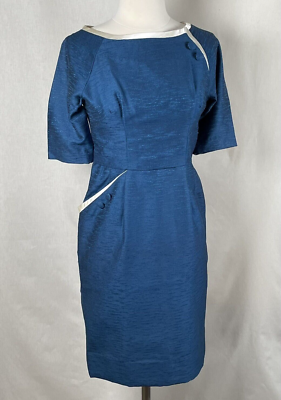 Blue Boatneck Wiggle Dress Vintage 1950s Custom Handmade | eBay