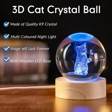 3D Cat Themed Gifts for Women Decor for Cat Lovers Cat Mom Crystal Ball Cat R...