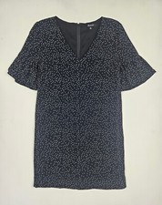 MADEWELL Womens Black Polka Dot V-Neck Short Bell Sleeves Lined Dress Size 00