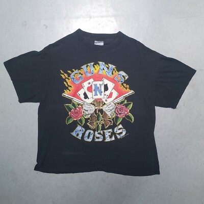 Vtg 90s GUNS N ROSES Tshirt USE YOUR ILLUSION DECK CARDS Single