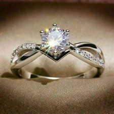 2 Ct Round Cut Lab-Created Diamond Engagement Ring 14K White Gold Plated Silver
