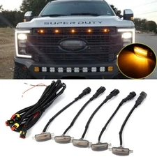 5x Raptor Style Smoke LED Grille Running Marker Lights for FORD F-250 Super Duty