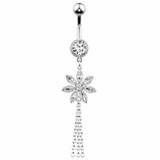 14G Dangle Belly Button Ring Navel Barbell Surgical Steel Body Piercing Jewelry