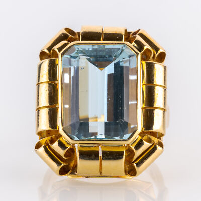 vintage ring 585 gold with a 9.0ct aquamarine