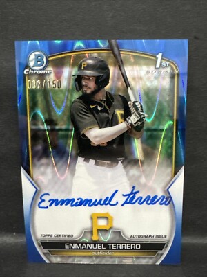 ENMANUEL TERRERO 2023 BOWMAN CHROME 1ST BLUE RAYWAVE REFRACTOR AUTO enmanuel-terrero-2023-bowman-chrome-1st-blue-raywave-refractor-auto