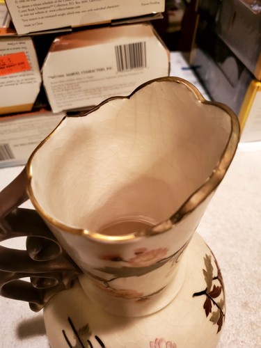 Antique Victoria Carlsbad Austria Pitcher Hand Painted Floral Design Gold Accent - Picture 4 of 9