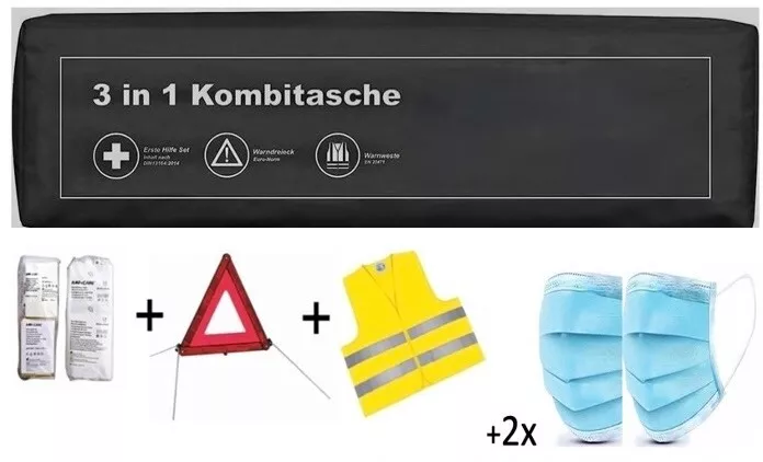 Smart Kombitasche Verbandtasche Warndreieck Warnweste Verbandskasten  schwarz