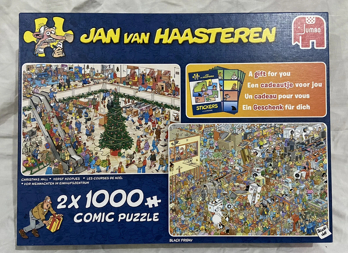 Christmas Mall Black Friday Jan Van Haasteren Jigsaw 1000 Pieces Pristine Cond