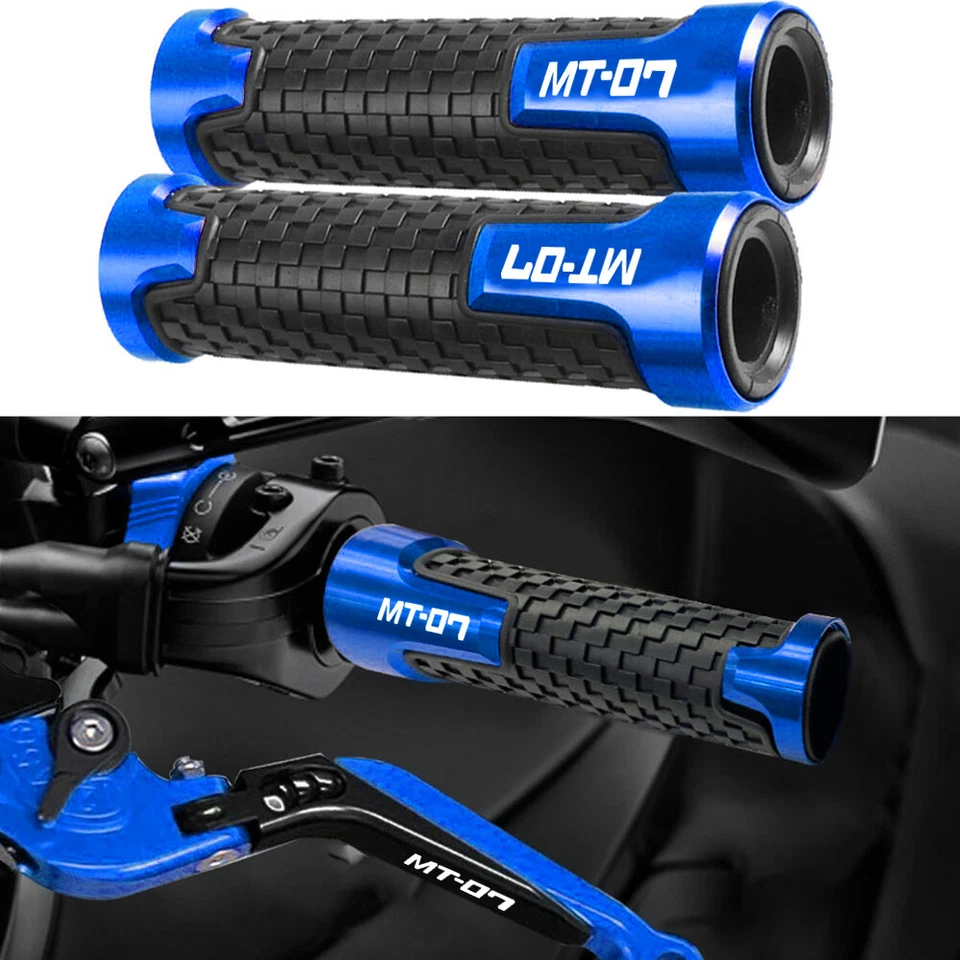 7/8 "22mm CNC Paire poignée guidon/Handle Grip Pour Yamaha MT-07 Bleu Nouveau - Photo 1/4