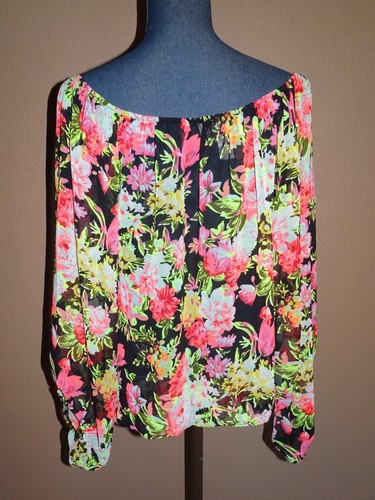 Blusa Joseph Ribkoff stampa floreale spalle scoperte trasparente CAN/USA taglia 12 - Foto 4 di 5