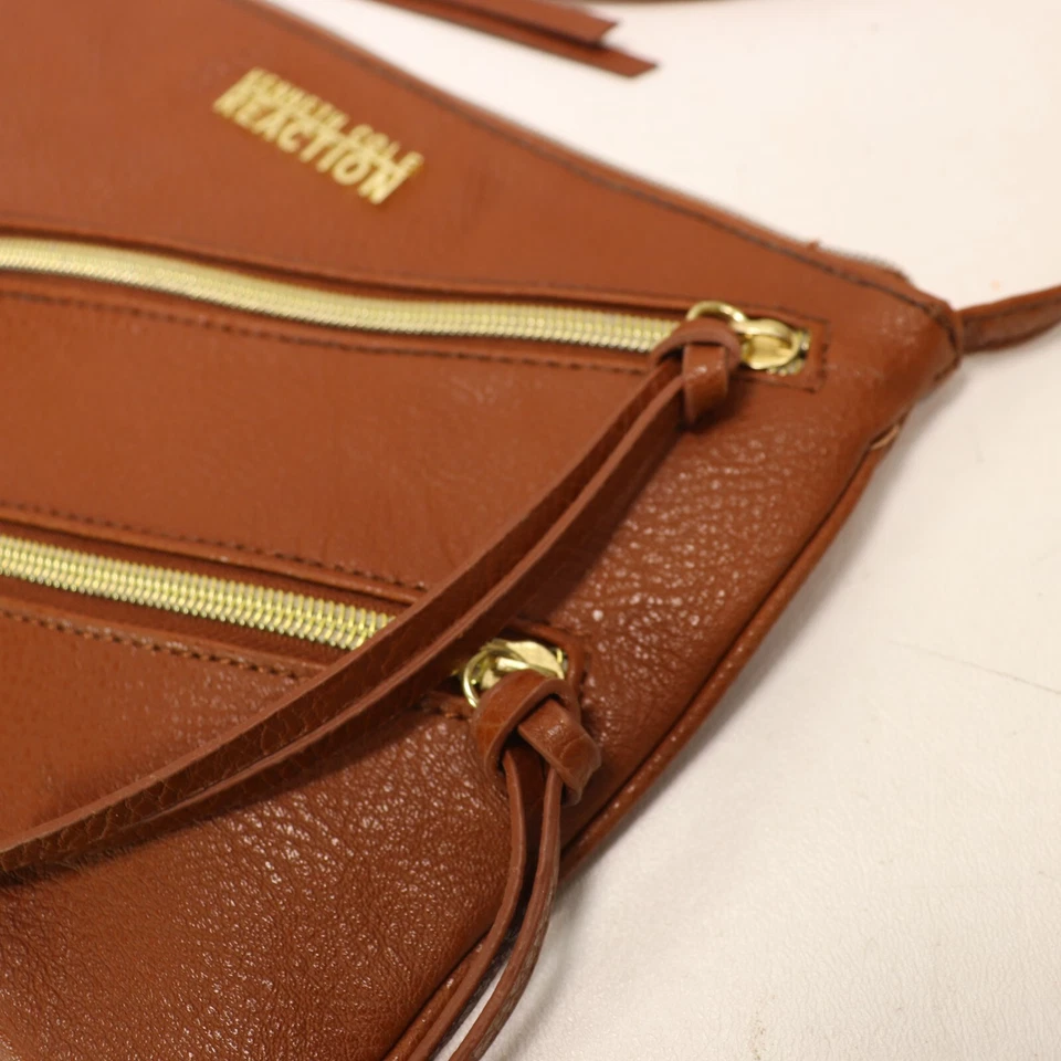 Bolso Bandolera Kenneth Cole Reaction M Marrón Imitación Guijarro Cuero Cremallera Ajuste Foto 3 de 4