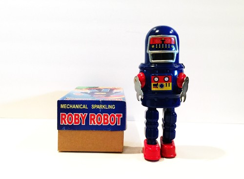 BRAND NEW MECHANICAL ROBY ROBOT SPARKLING SUPT MS 429 TIN WIND UP ROBOT MINT - Picture 5 of 7