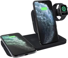 Logitech Powered 3 in 1 Qi Enabled Fast Wireless Charging Dock Station - Black