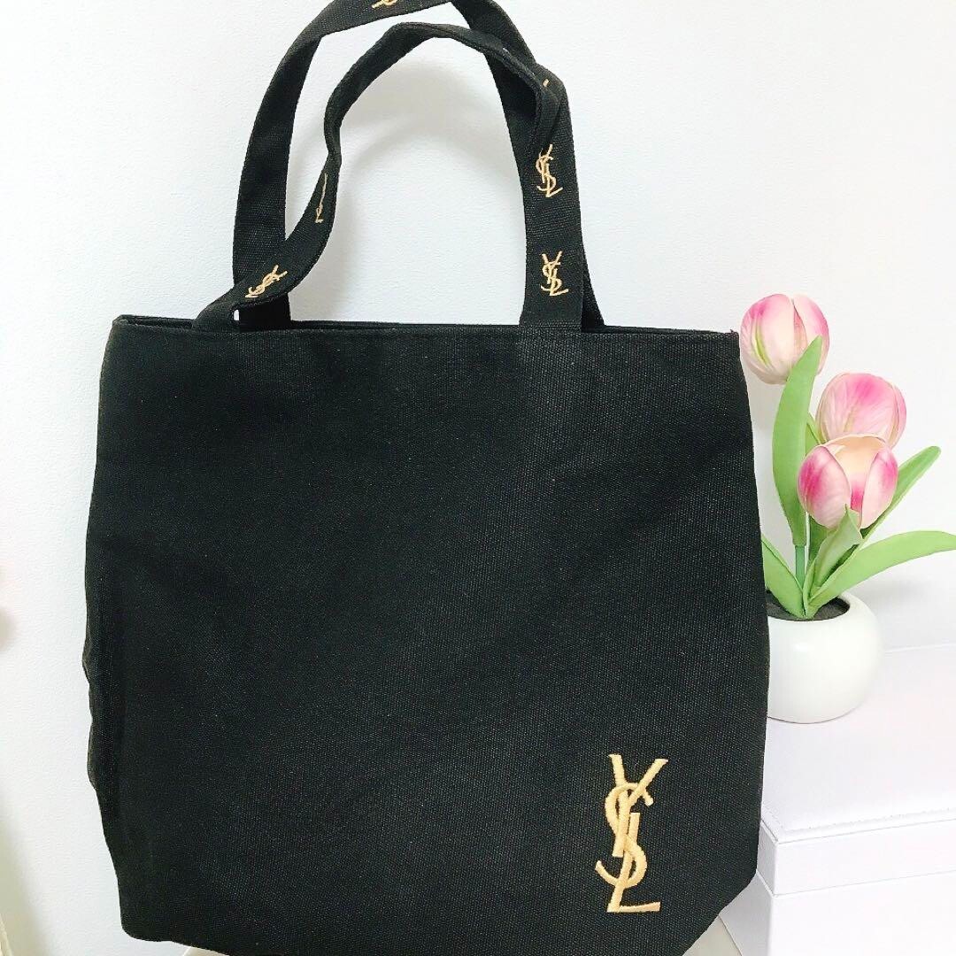 向日葵　YSL ロゴ刺繍 トートバッグ ネイビー ブラック 向日葵様専用 YSL ロゴ刺繍 トートバッグ ネイビー ブラック