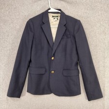J. Crew Factory Schoolboy Blazer Size 4 Navy Blue Wool Blend Brass Buttons