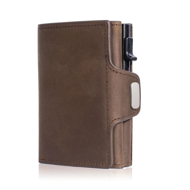 Pop-Up Credit Card Case w. RFID Protection Leather Wallet with